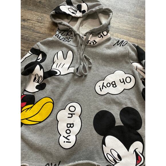 Disney Mickey Mouse Cropped Sweatshirt with Hoodie Size S - Picture 2 of 7